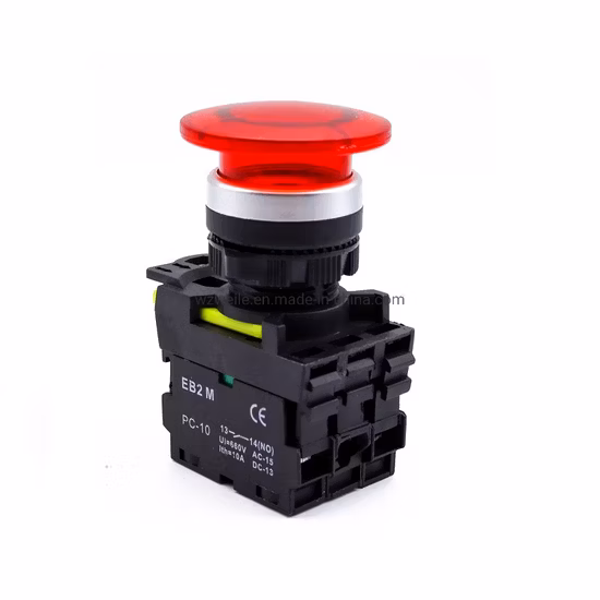 Push Button Switch La155 Wl155 Button, Xb5 Button, 22mm Plastic Emergency Stop Button with LED with Lamp Maintained